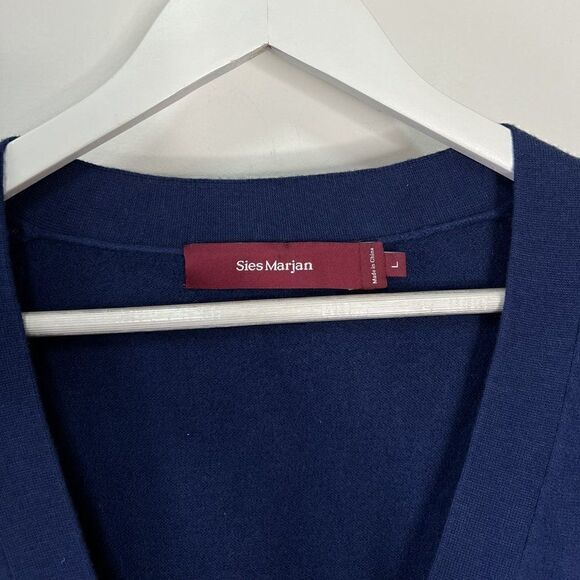 NEW Sies Marjan Marion Blue 100% Wool Cut Out Long Line Cardigan - Picture 10 of 11
